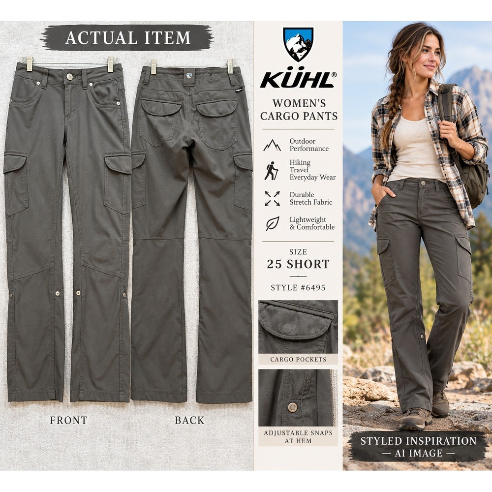 KUHL Splash Cargo Pants Women 0 Short Hiking Travel Gray 6495 Excellent Gorpcore